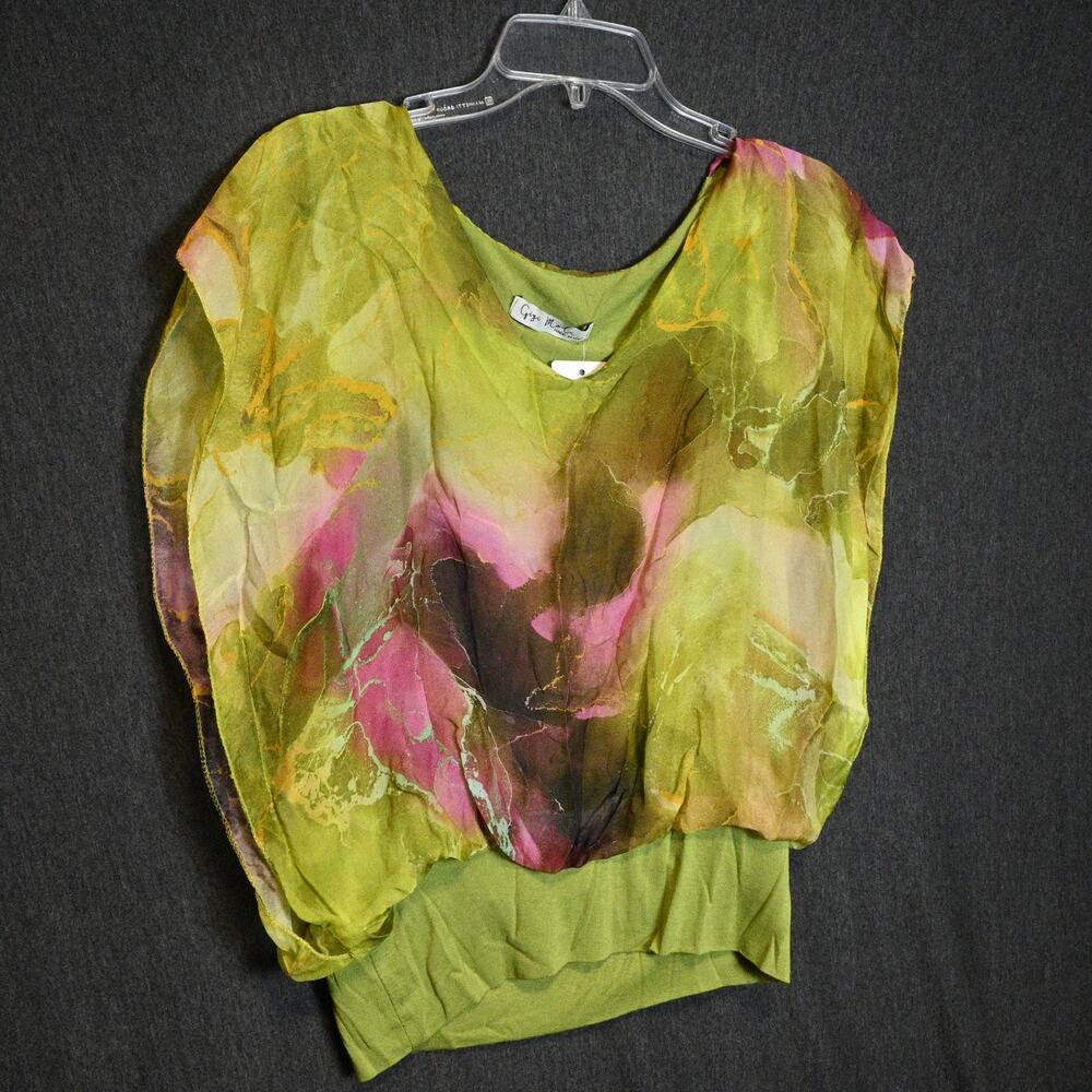 NEW GiGi Moda Women's One Size Poncho Top 100% Silk Italy Made Watercolor NWT
